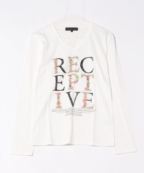 in the attic(インジアティック)の「/in the attic/Vネック/RECEPTIVE/LS-T(Tシャツ/カットソー・メンズ・ブラック/ホワイト・LARGE)」の1枚目の写真