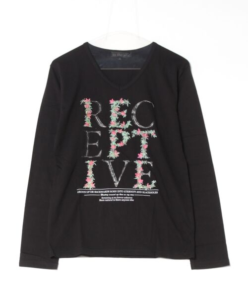 in the attic(インジアティック)の「/in the attic/Vネック/RECEPTIVE/LS-T(Tシャツ/カットソー・メンズ・ブラック/ホワイト・LARGE)」の2枚目の写真