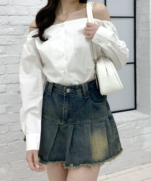 Teem Store(チームストア)の「ストラップ オフショルダー ブラウス(シャツ/ブラウス・レディース・ブラック/ホワイト・F)」の13枚目の写真