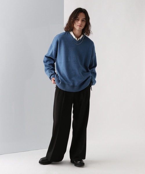 HARE（ハレ）の「Vネックステッチニットプルオーバー(HARE)（ニット/セーター・メンズ・ブラック/ホワイト/ブルー・FREE）」の9枚目の写真