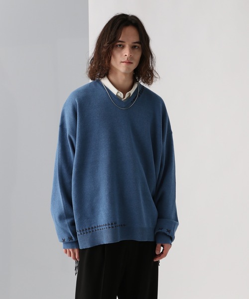 HARE（ハレ）の「Vネックステッチニットプルオーバー(HARE)（ニット/セーター・メンズ・ブラック/ホワイト/ブルー・FREE）」の13枚目の写真