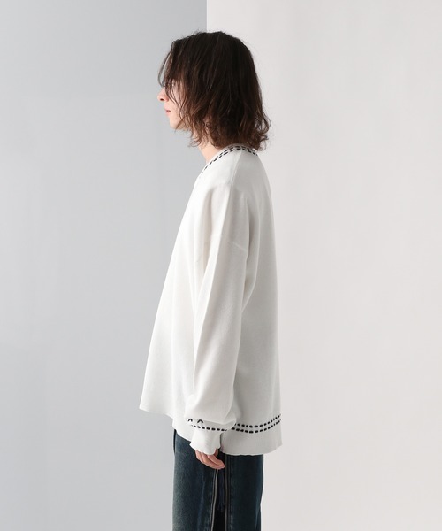 HARE（ハレ）の「Vネックステッチニットプルオーバー(HARE)（ニット/セーター・メンズ・ブラック/ホワイト/ブルー・FREE）」の16枚目の写真