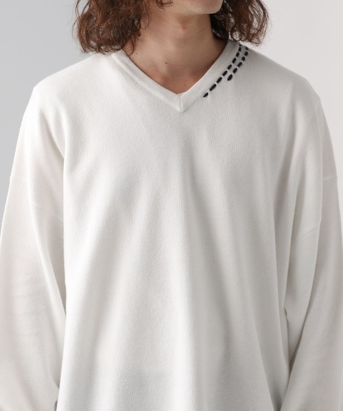 HARE（ハレ）の「Vネックステッチニットプルオーバー(HARE)（ニット/セーター・メンズ・ブラック/ホワイト/ブルー・FREE）」の18枚目の写真