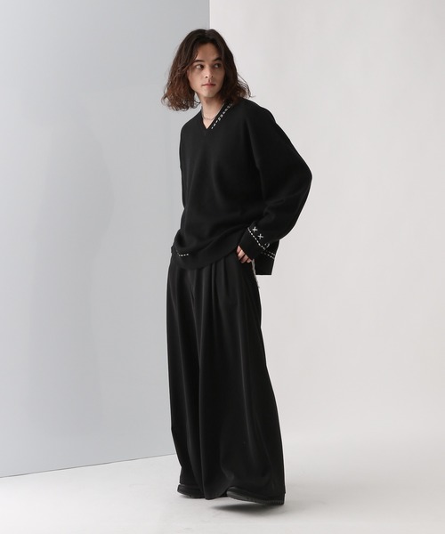 HARE（ハレ）の「Vネックステッチニットプルオーバー(HARE)（ニット/セーター・メンズ・ブラック/ホワイト/ブルー・FREE）」の7枚目の写真