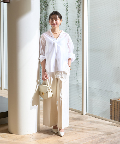 Rouge vif Anna(ルージュヴィフアンナ)の「タックボリューム袖シアーブラウス(シャツ/ブラウス・レディース・サックスブルー/ブラック/ホワイト・フリー)」の4枚目の写真