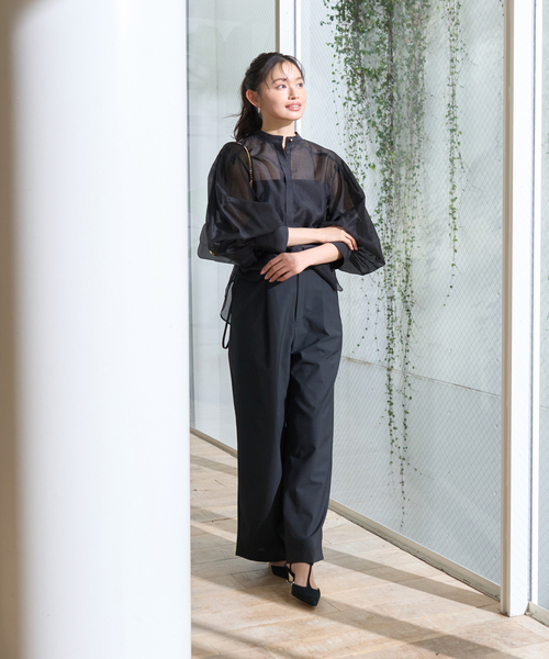 Rouge vif Anna(ルージュヴィフアンナ)の「タックボリューム袖シアーブラウス(シャツ/ブラウス・レディース・サックスブルー/ブラック/ホワイト・フリー)」の12枚目の写真