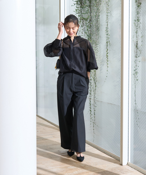 Rouge vif Anna(ルージュヴィフアンナ)の「タックボリューム袖シアーブラウス(シャツ/ブラウス・レディース・サックスブルー/ブラック/ホワイト・フリー)」の13枚目の写真