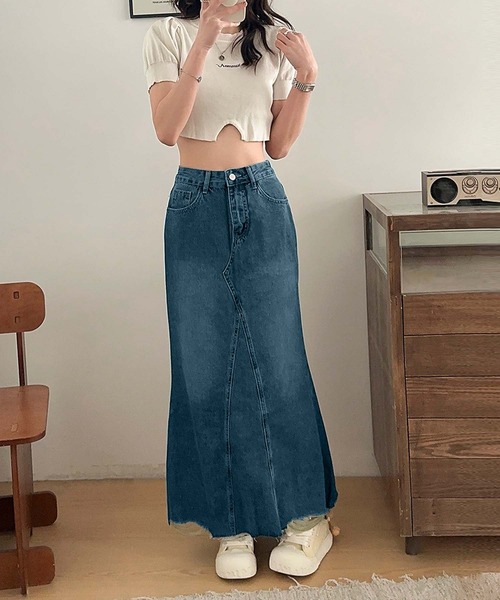 BANICO(バニコ)の「【Banico】ダメージデニムスカート(デニムスカート・レディース・ブルー・X-LARGE/SMALL/MEDIUM/LARGE)」の2枚目の写真