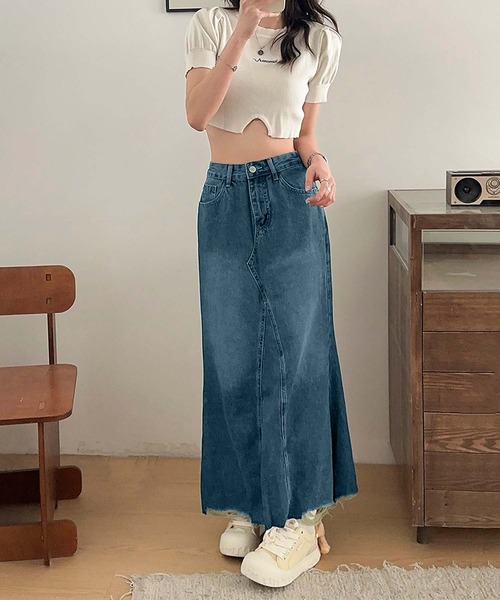 BANICO(バニコ)の「【Banico】ダメージデニムスカート(デニムスカート・レディース・ブルー・X-LARGE/SMALL/MEDIUM/LARGE)」の3枚目の写真