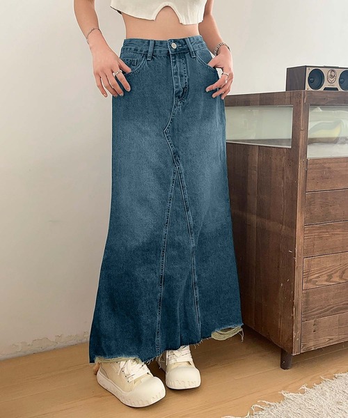 BANICO(バニコ)の「【Banico】ダメージデニムスカート(デニムスカート・レディース・ブルー・X-LARGE/SMALL/MEDIUM/LARGE)」の4枚目の写真