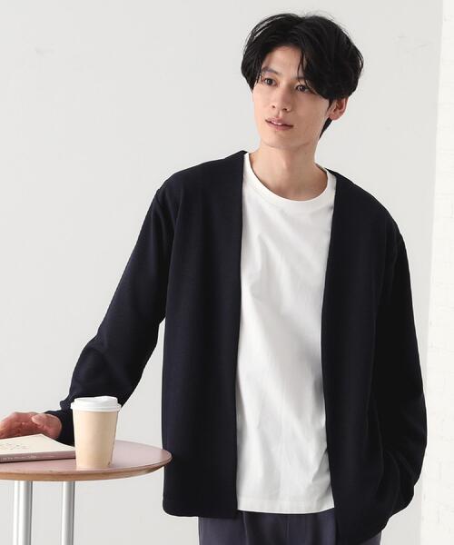 THE SHOP TK （ザ ショップ ティーケー ）の「ミニフクレアンサンブルカーディガン 【長袖カーディガン＋半袖Tシャツセットアイテム】（カーディガン/ボレロ・メンズ・オリーブ/ライトグレー/ネイビー/ブルーグリーン・02/04/03）」の4枚目の写真