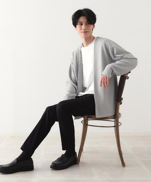 THE SHOP TK （ザ ショップ ティーケー ）の「ミニフクレアンサンブルカーディガン 【長袖カーディガン＋半袖Tシャツセットアイテム】（カーディガン/ボレロ・メンズ・オリーブ/ライトグレー/ネイビー/ブルーグリーン・02/04/03）」の5枚目の写真