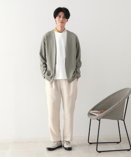 THE SHOP TK （ザ ショップ ティーケー ）の「ミニフクレアンサンブルカーディガン 【長袖カーディガン＋半袖Tシャツセットアイテム】（カーディガン/ボレロ・メンズ・オリーブ/ライトグレー/ネイビー/ブルーグリーン・02/04/03）」の7枚目の写真