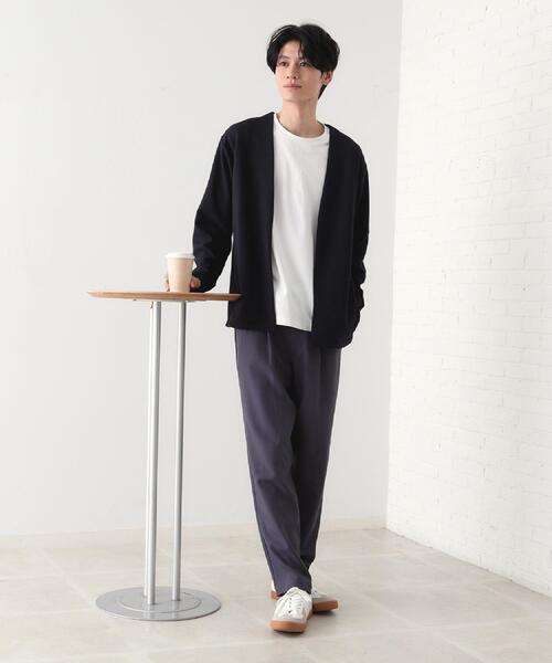 THE SHOP TK （ザ ショップ ティーケー ）の「ミニフクレアンサンブルカーディガン 【長袖カーディガン＋半袖Tシャツセットアイテム】（カーディガン/ボレロ・メンズ・オリーブ/ライトグレー/ネイビー/ブルーグリーン・02/04/03）」の9枚目の写真