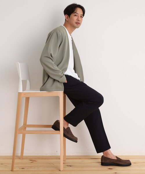 THE SHOP TK （ザ ショップ ティーケー ）の「ミニフクレアンサンブルカーディガン 【長袖カーディガン＋半袖Tシャツセットアイテム】（カーディガン/ボレロ・メンズ・オリーブ/ライトグレー/ネイビー/ブルーグリーン・02/04/03）」の20枚目の写真