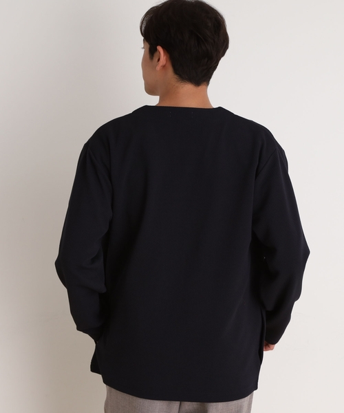 THE SHOP TK （ザ ショップ ティーケー ）の「ミニフクレアンサンブルカーディガン 【長袖カーディガン＋半袖Tシャツセットアイテム】（カーディガン/ボレロ・メンズ・オリーブ/ライトグレー/ネイビー/ブルーグリーン・02/04/03）」の22枚目の写真