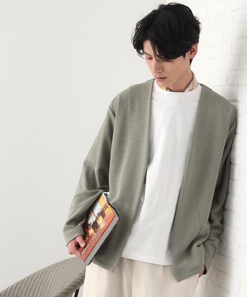 THE SHOP TK （ザ ショップ ティーケー ）の「ミニフクレアンサンブルカーディガン 【長袖カーディガン＋半袖Tシャツセットアイテム】（カーディガン/ボレロ・メンズ・オリーブ/ライトグレー/ネイビー/ブルーグリーン・02/04/03）」の3枚目の写真