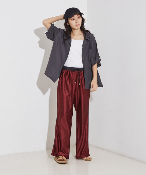 SHAINA MOTE サテン開襟シャツ SHAINA MOTE サテン開襟シャツ