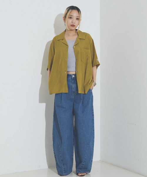 NOMINE（ノミネ）の「【セットアップ着用可】ヴィンテージサテン 開襟 シャツ（シャツ/ブラウス・レディース・チャコールグレー/マスタード/ブラウン/グレイッシュブルー/ブラウン系その他・フリー）」の12枚目の写真