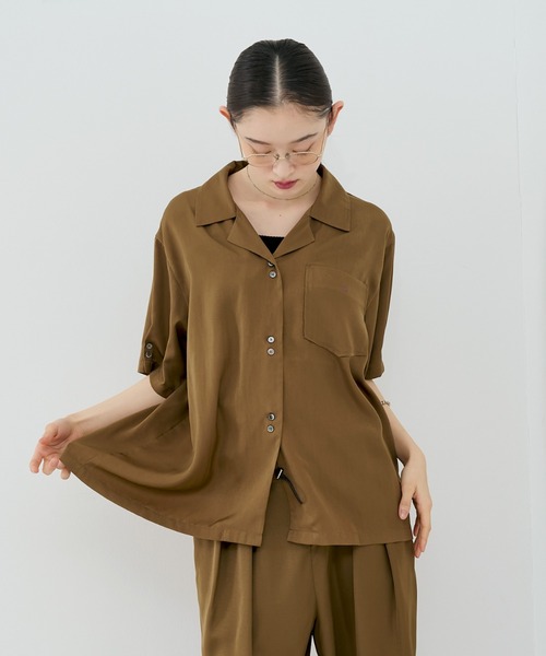 NOMINE（ノミネ）の「【セットアップ着用可】ヴィンテージサテン 開襟 シャツ（シャツ/ブラウス・レディース・チャコールグレー/マスタード/ブラウン/グレイッシュブルー/ブラウン系その他・フリー）」の15枚目の写真