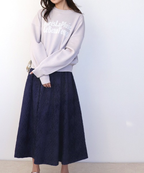 Jines(ジネス)の「SHIBAFUジャガードフレアースカート(スカート・レディース・グリーン/ネイビー/ベージュ・38)」の9枚目の写真