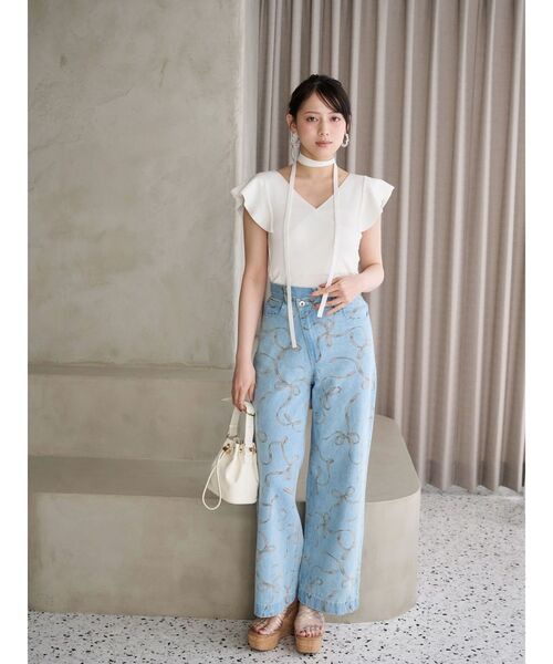 MERCURYDUO(マーキュリーデュオ)の「リボンプリントデニムパンツ(その他パンツ・レディース・インディゴブルー/ブルー・MEDIUM/SMALL)」の21枚目の写真