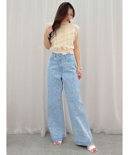 MERCURYDUO(マーキュリーデュオ)の「リボンプリントデニムパンツ(その他パンツ・レディース・インディゴブルー/ブルー・MEDIUM/SMALL)」の13枚目の写真