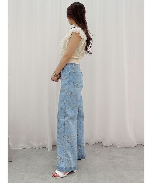 MERCURYDUO(マーキュリーデュオ)の「リボンプリントデニムパンツ(その他パンツ・レディース・インディゴブルー/ブルー・MEDIUM/SMALL)」の12枚目の写真