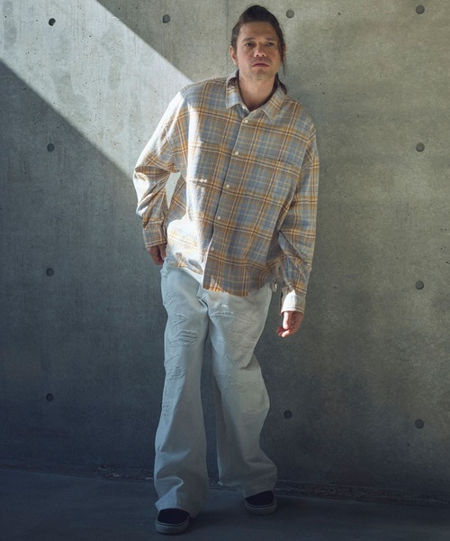 ADAM PATEK（アダムパテック）の「ADAMPATEK/check looose shirt（チェックルーズシャツ）（シャツ/ブラウス・メンズ・ブルー/オレンジ・1/2）」の16枚目の写真
