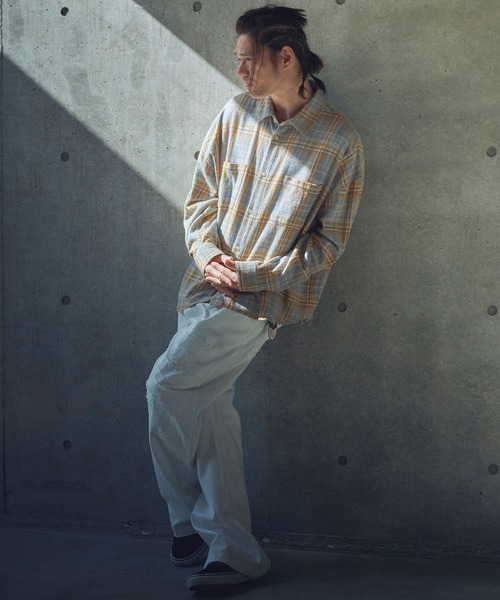 ADAM PATEK（アダムパテック）の「ADAMPATEK/check looose shirt（チェックルーズシャツ）（シャツ/ブラウス・メンズ・ブルー/オレンジ・1/2）」の15枚目の写真