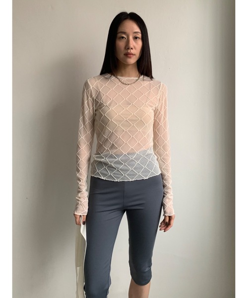 Didot.showroom（ディドット ショールーム）の「【DIDOT.】シアーダイヤレースTEE（Tシャツ/カットソー・レディース・ブラック/クリーム/ホワイト・FREE）」の16枚目の写真