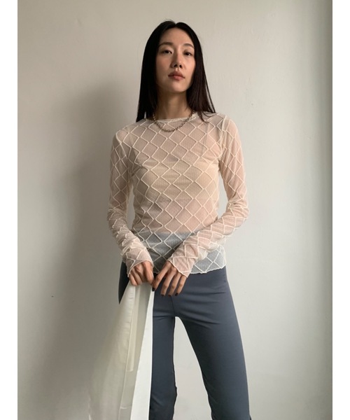 Didot.showroom（ディドット ショールーム）の「【DIDOT.】シアーダイヤレースTEE（Tシャツ/カットソー・レディース・ブラック/クリーム/ホワイト・FREE）」の19枚目の写真