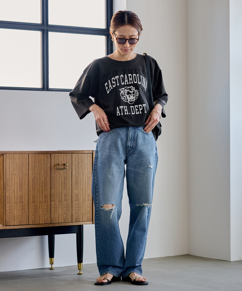 FRAMeWORK（フレームワーク）の「Champion/チャンピオン 別注FOOTBALL T（Tシャツ/カットソー・レディース・スミクロ/アイボリー/ネイビー/レッド・FREE）」の5枚目の写真