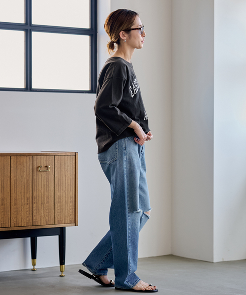 FRAMeWORK（フレームワーク）の「Champion/チャンピオン 別注FOOTBALL T（Tシャツ/カットソー・レディース・スミクロ/アイボリー/ネイビー/レッド・FREE）」の6枚目の写真