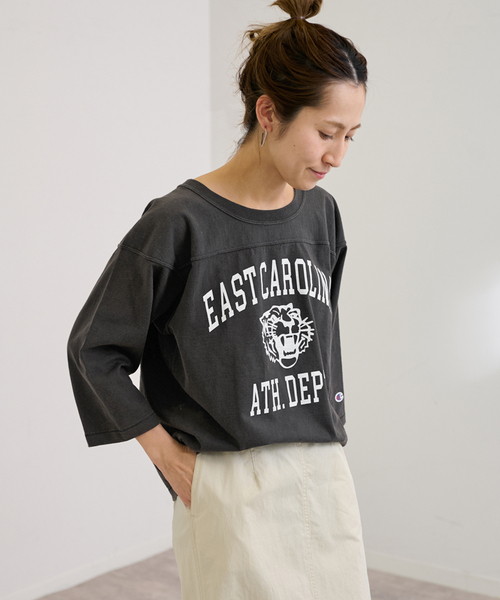 FRAMeWORK（フレームワーク）の「Champion/チャンピオン 別注FOOTBALL T（Tシャツ/カットソー・レディース・スミクロ/アイボリー/ネイビー/レッド・FREE）」の17枚目の写真