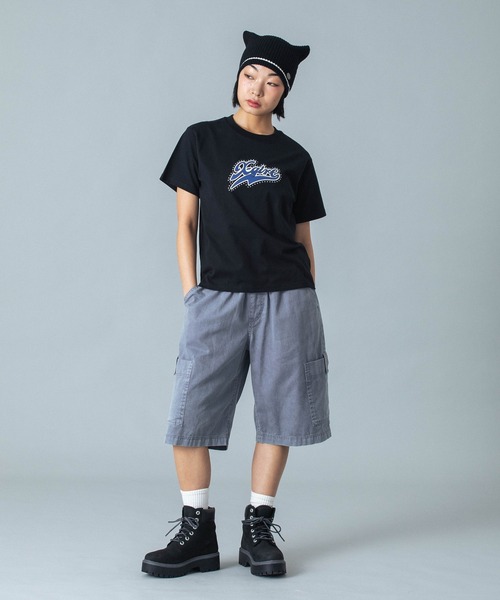 X-girl(エックスガール)の「RHINESTONE AND LOGO S/S TEE(Tシャツ/カットソー・レディース・ホワイト/ライトブルー/ブラック・L/S/M)」の12枚目の写真