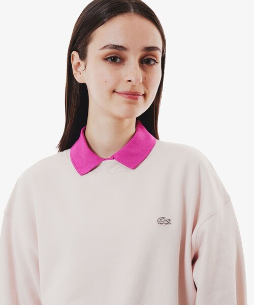 LACOSTE(ラコステ)の「クロップドクルーネックスウェット(スウェット・レディース・ライトピンク/ホワイト・36/34/40/38)」の15枚目の写真