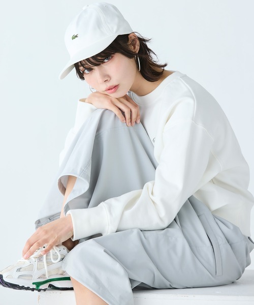 LACOSTE(ラコステ)の「クロップドクルーネックスウェット(スウェット・レディース・ライトピンク/ホワイト・36/34/40/38)」の9枚目の写真