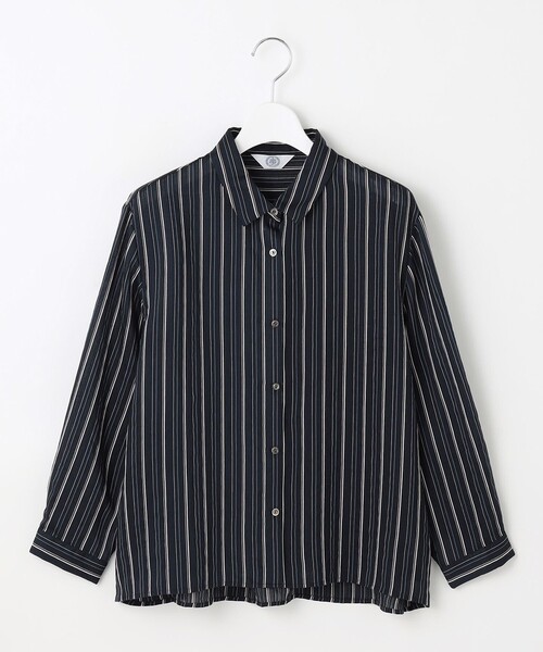 J.PRESS(ジェイプレス)の「【洗える】ランダムストライプ シアー シャツカラー カットソー(Tシャツ/カットソー・レディース・ネイビー系1/ライトグリーン系1/ホワイト系1・T15/T13)」の9枚目の写真
