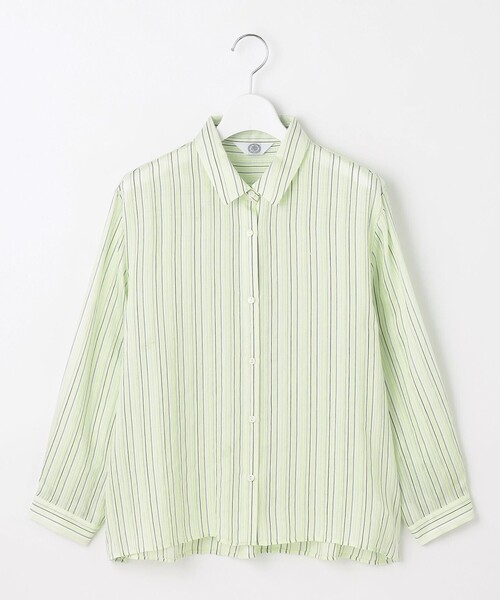 J.PRESS(ジェイプレス)の「【洗える】ランダムストライプ シアー シャツカラー カットソー(Tシャツ/カットソー・レディース・ネイビー系1/ライトグリーン系1/ホワイト系1・T15/T13)」の11枚目の写真