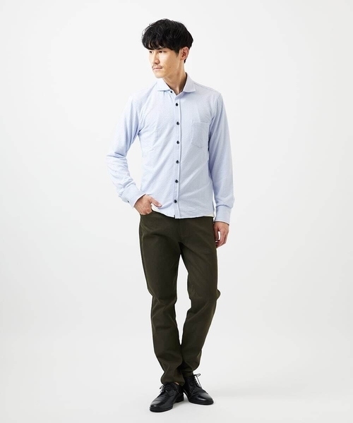 MK MICHEL KLEIN HOMME (エムケーミッシェルクランオム)の「【ストレッチ/イージーケア】サッカー織りシャツ(シャツ/ブラウス・メンズ・ネイビー/ダークインディゴブルー・46/48/51)」の4枚目の写真