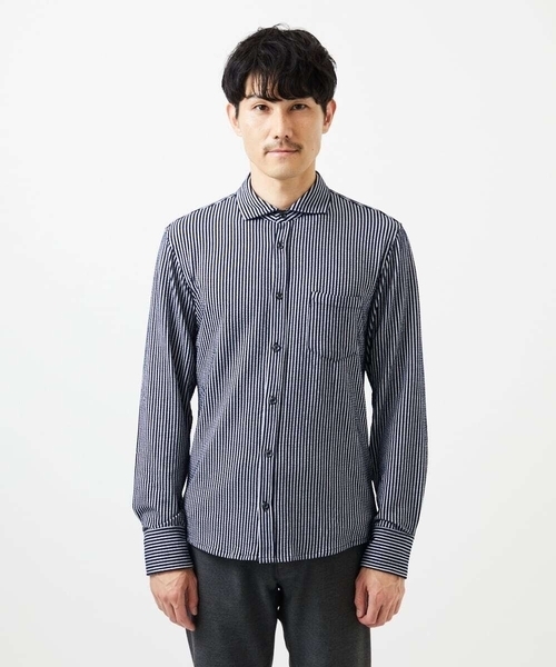 MK MICHEL KLEIN HOMME (エムケーミッシェルクランオム)の「【ストレッチ/イージーケア】サッカー織りシャツ(シャツ/ブラウス・メンズ・ネイビー/ダークインディゴブルー・46/48/51)」の13枚目の写真