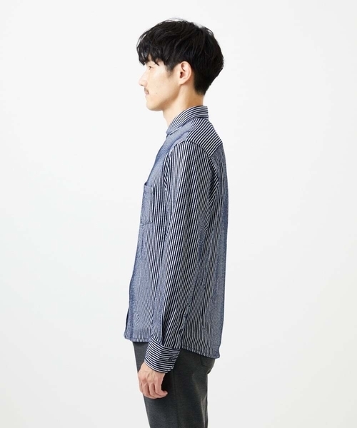 MK MICHEL KLEIN HOMME (エムケーミッシェルクランオム)の「【ストレッチ/イージーケア】サッカー織りシャツ(シャツ/ブラウス・メンズ・ネイビー/ダークインディゴブルー・46/48/51)」の5枚目の写真