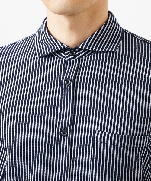 MK MICHEL KLEIN HOMME (エムケーミッシェルクランオム)の「【ストレッチ/イージーケア】サッカー織りシャツ(シャツ/ブラウス・メンズ・ネイビー/ダークインディゴブルー・46/48/51)」の15枚目の写真