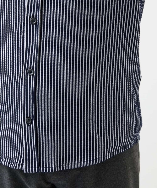 MK MICHEL KLEIN HOMME (エムケーミッシェルクランオム)の「【ストレッチ/イージーケア】サッカー織りシャツ(シャツ/ブラウス・メンズ・ネイビー/ダークインディゴブルー・46/48/51)」の12枚目の写真