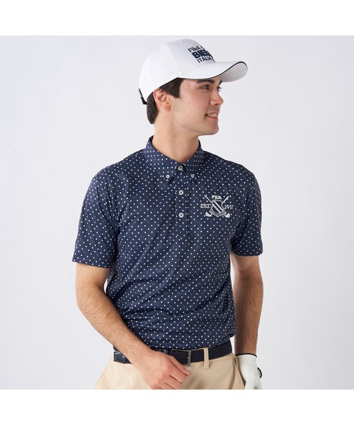 FILA GOLF(フィラゴルフ )の「FILA GOLF/フィラ ゴルフ ゴルフウェア 接触冷感 UVカット ドライ ストレッチ ドット 半袖 シャツ Tシャツ(Tシャツ/カットソー・メンズ・ダークグリーン/ホワイト/ネイビー・M/L/LL)」の3枚目の写真