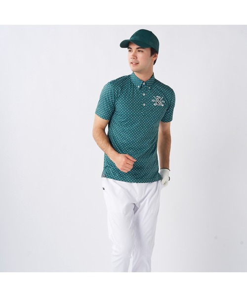 FILA GOLF(フィラゴルフ )の「FILA GOLF/フィラ ゴルフ ゴルフウェア 接触冷感 UVカット ドライ ストレッチ ドット 半袖 シャツ Tシャツ(Tシャツ/カットソー・メンズ・ダークグリーン/ホワイト/ネイビー・M/L/LL)」の15枚目の写真