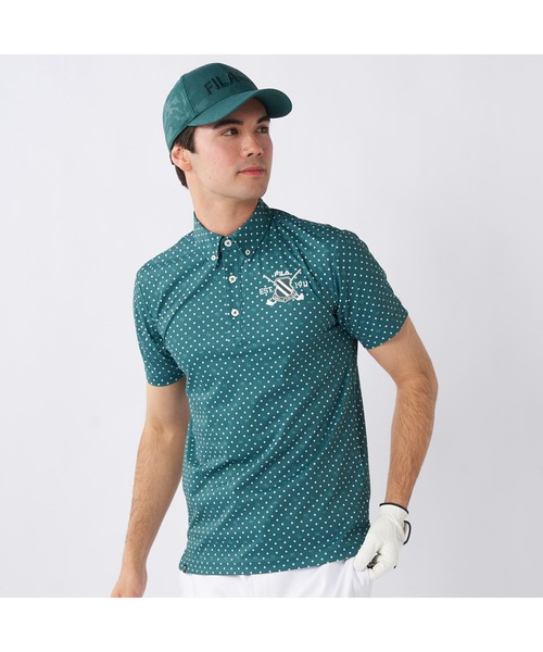 FILA GOLF(フィラゴルフ )の「FILA GOLF/フィラ ゴルフ ゴルフウェア 接触冷感 UVカット ドライ ストレッチ ドット 半袖 シャツ Tシャツ(Tシャツ/カットソー・メンズ・ダークグリーン/ホワイト/ネイビー・M/L/LL)」の13枚目の写真