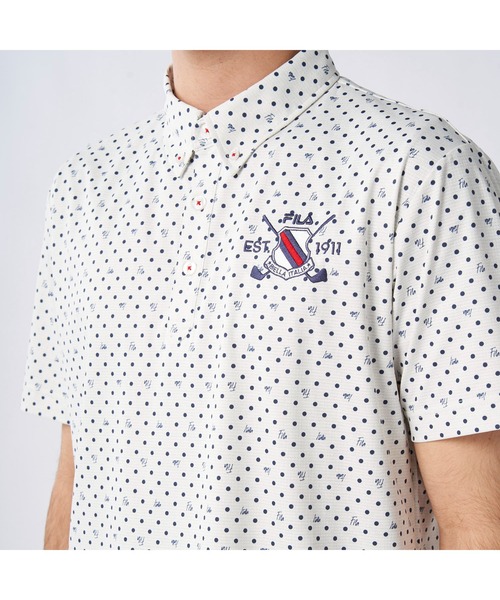 FILA GOLF(フィラゴルフ )の「FILA GOLF/フィラ ゴルフ ゴルフウェア 接触冷感 UVカット ドライ ストレッチ ドット 半袖 シャツ Tシャツ(Tシャツ/カットソー・メンズ・ダークグリーン/ホワイト/ネイビー・M/L/LL)」の11枚目の写真
