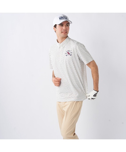 FILA GOLF(フィラゴルフ )の「FILA GOLF/フィラ ゴルフ ゴルフウェア 接触冷感 UVカット ドライ ストレッチ ドット 半袖 シャツ Tシャツ(Tシャツ/カットソー・メンズ・ダークグリーン/ホワイト/ネイビー・M/L/LL)」の5枚目の写真